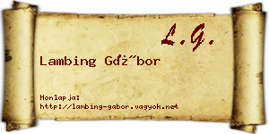 Lambing Gábor névjegykártya